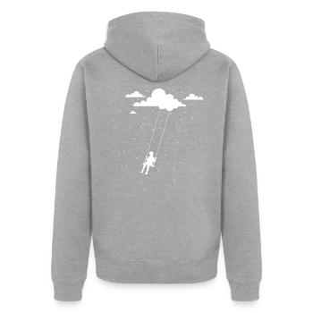 Schaukel Himmel Sterne - Unisex Premium Bio Zip Hoodie - Grau meliert - Hinten - Nico (187cm)