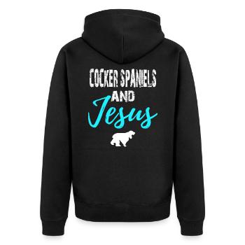 Cocker Spaniels And Jesus - Chrisitan - Veste à capuche bio Premium Unisexe - noir - Dos - Nico (187cm)