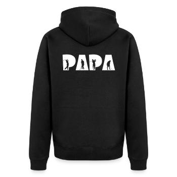 Golf Papa - Unisex Premium Organic Zip Hoodie - black - Back - Nico (187cm)