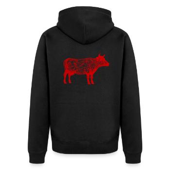 Ein roter Wilder Stier mit Hörnern - Unisex Premium Bio Zip Hoodie - Schwarz - Hinten - Nico (187cm)