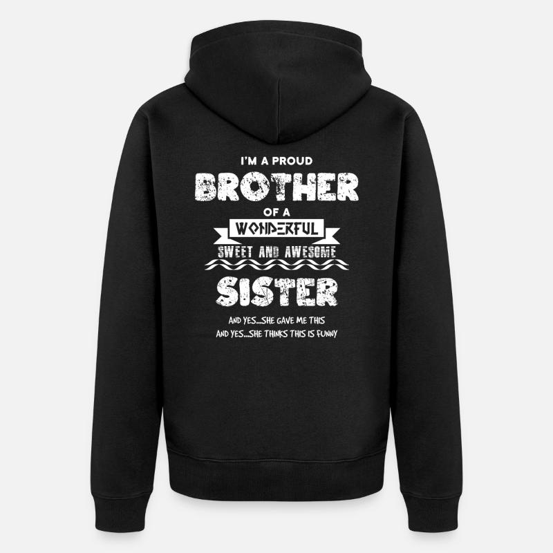 Stolzer Bruder - Unisex Premium Bio Zip Hoodie - Schwarz