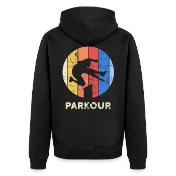 Parkour Runners - Unisex Premium Organic Zip Hoodie - black - Back - Nico (187cm)