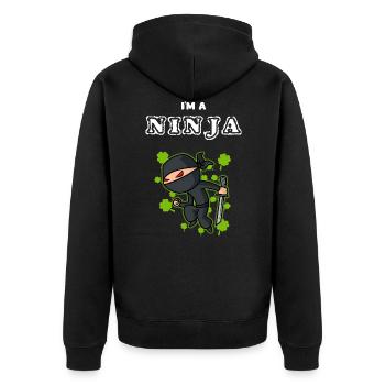 Ninja - Unisex Premium Bio Zip Hoodie - Schwarz - Hinten - Nico (187cm)