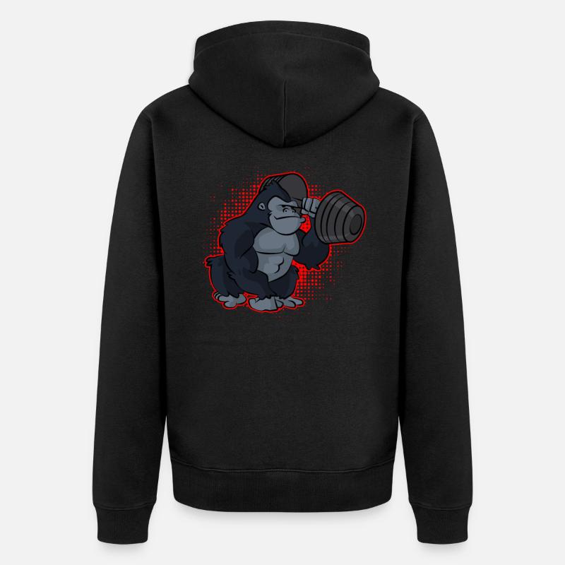 Gorille Musculation - Veste à capuche bio Premium Unisexe - noir