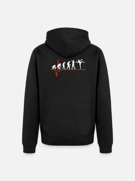 Kickboxing Heartbeat - EVOLUTION OF KICKBOXING - Unisex Premium Bio Zip Hoodie - Schwarz