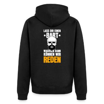 Bart Bartträger Spruch Geschenk Geschenkidee - Unisex Premium Bio Zip Hoodie - Schwarz - Hinten - Nico (187cm)
