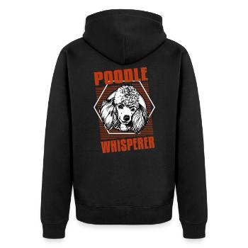 poodle whisperer retro t-shirt - Unisex Premium Bio Zip Hoodie - Schwarz - Hinten - Nico (187cm)