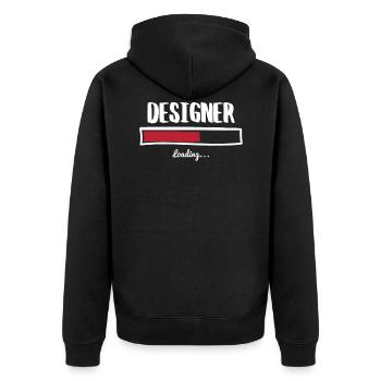 Funny designer design - Unisex Premium Organic Zip Hoodie - black - Back - Nico (187cm)