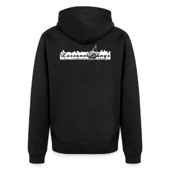 Lassaner Jungs - .. aus Tradition - 2007 - Unisex Premium Bio Zip Hoodie - Schwarz - Hinten - Nico (187cm)