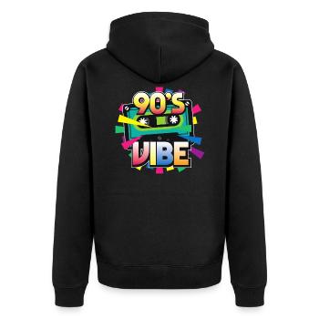 90er Jahre - Unisex Premium Bio Zip Hoodie - Schwarz - Hinten - Nico (187cm)