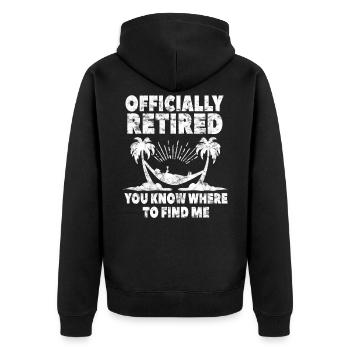 Retired Urlaub Hängematte Rentner Ruhestand - Unisex Premium Bio Zip Hoodie - Schwarz - Hinten - Nico (187cm)
