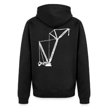 Raupen Kran crawler crane - Unisex Premium Bio Zip Hoodie - Schwarz - Hinten - Nico (187cm)