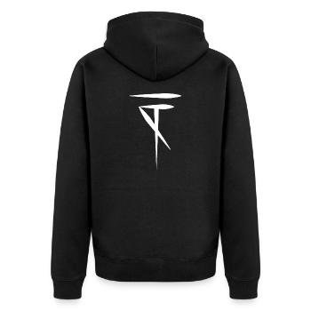 Die Zeichensprache der Ureinwohner - Unisex Premium Bio Zip Hoodie - Schwarz - Hinten - Nico (187cm)