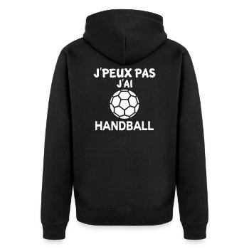 j'peux pas j'ai handball - Veste à capuche bio Premium Unisexe - noir - Dos - Nico (187cm)