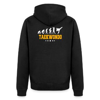 TAEKWONDO - Unisex Premium Bio Zip Hoodie - Schwarz - Hinten - Nico (187cm)