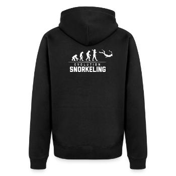 EVOLUTION OF SNORKELING - Unisex Premium Bio Zip Hoodie - Schwarz - Hinten - Nico (187cm)