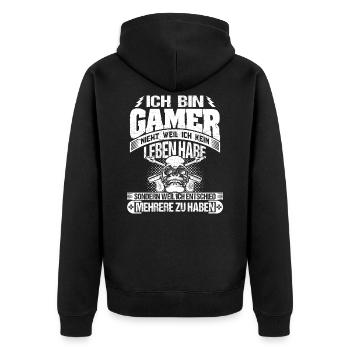 Gaming Gaming Gaming Gaming Gaming - Unisex Premium Bio Zip Hoodie - Schwarz - Hinten - Nico (187cm)