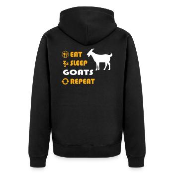 Mangez. Sommeil. Les chèvres. Répétez. - Veste à capuche bio Premium Unisexe - noir - Dos - Nico (187cm)