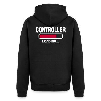 controller - Unisex Premium Organic Zip Hoodie - black - Back - Nico (187cm)