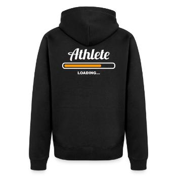 Athlete Loading - Unisex Premium Bio Zip Hoodie - Schwarz - Hinten - Nico (187cm)