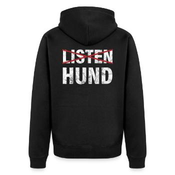 Hund, Listenhund, Kampfhund, Rassenliste - Unisex Premium Bio Zip Hoodie - Schwarz - Hinten - Nico (187cm)