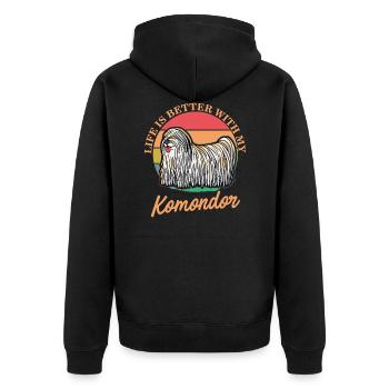 La vie est meilleure avec Komondor - Veste à capuche bio Premium Unisexe - noir - Dos - Nico (187cm)
