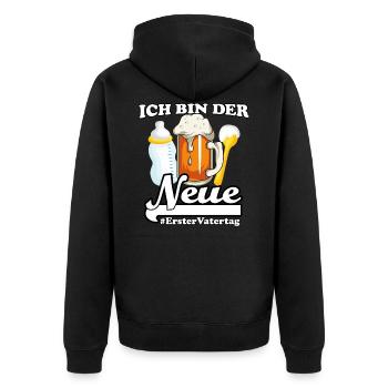 Erster Vatertag - Unisex Premium Bio Zip Hoodie - Schwarz - Hinten - Nico (187cm)
