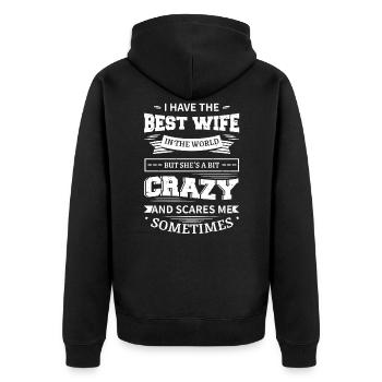 Best Wife In The World - Unisex Premium Organic Zip Hoodie - black - Back - Nico (187cm)