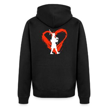 A Heart For Bagpipe - Unisex Premium Bio Zip Hoodie - Schwarz - Hinten - Nico (187cm)
