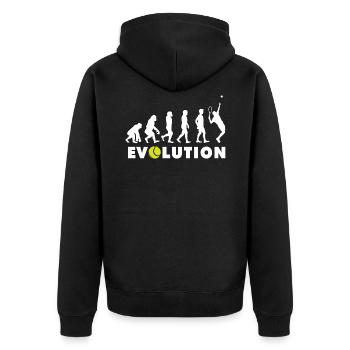 Tennis Evolution - Unisex Premium Bio Zip Hoodie - Schwarz - Hinten - Nico (187cm)