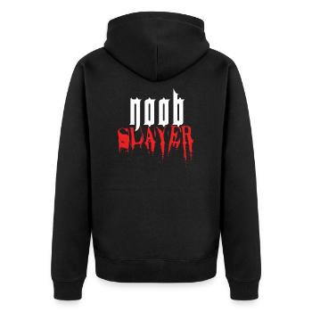 Noob Slayer - Gaming Geek Freak Gamer Gift - Unisex Premium Organic Zip Hoodie - black - Back - Nico (187cm)