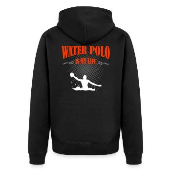 Water Polo - Unisex Premium Bio Zip Hoodie - Schwarz - Hinten - Nico (187cm)