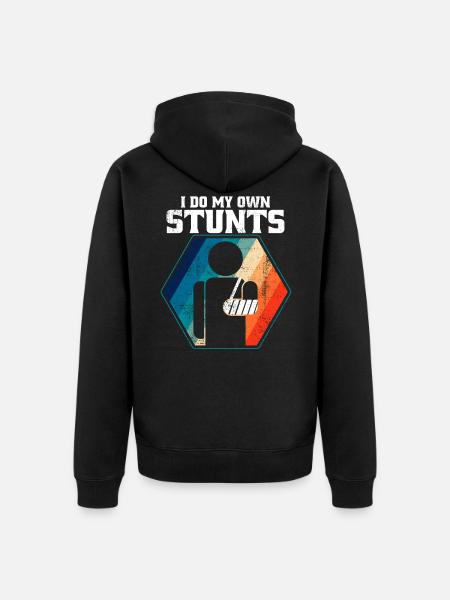 I Do My Own Stunts - Unisex Premium Organic Zip Hoodie - black