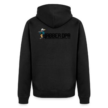 Gabberopa Design 1 - Unisex Premium Organic Zip Hoodie - black - Back - Nico (187cm)