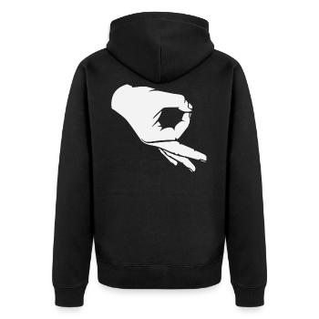 Loch Spiel Geschenk Reingeguckt Kreisspiel Finger - Unisex Premium Bio Zip Hoodie - Schwarz - Hinten - Nico (187cm)