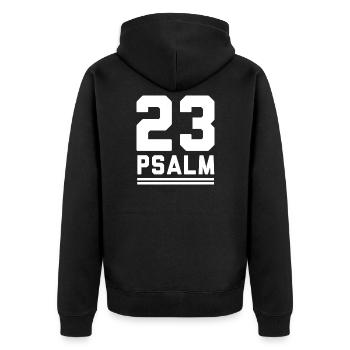 katholisch - Unisex Premium Bio Zip Hoodie - Schwarz - Hinten - Nico (187cm)