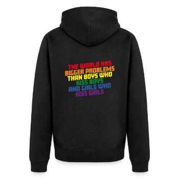gay or straight - funny gay shirt - LGBT - Unisex Premium Bio Zip Hoodie - Schwarz - Hinten - Nico (187cm)