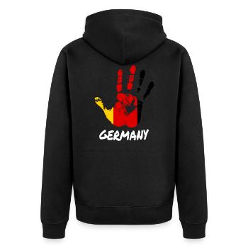 Germany - Unisex Premium Bio Zip Hoodie - Schwarz - Hinten - Nico (187cm)