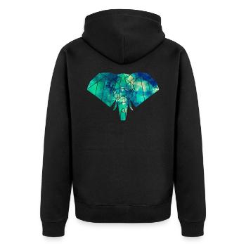 Formen Elefant in leuchtenden Farben - Unisex Premium Bio Zip Hoodie - Schwarz - Hinten - Nico (187cm)