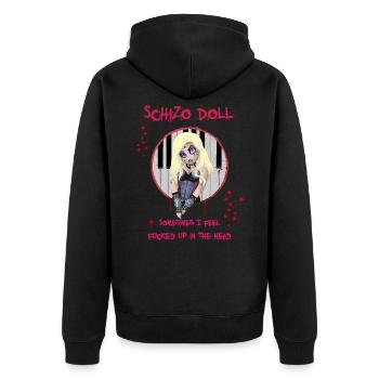 Hella from LORDI - Unisex Premium Organic Zip Hoodie - black - Back - Nico (187cm)