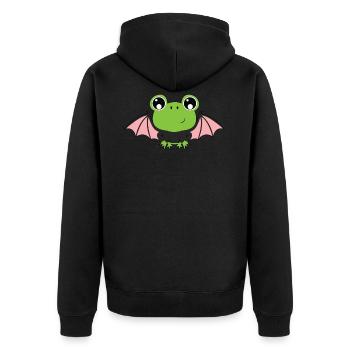 Cute Halloween animals frog bat wings - Unisex Premium Organic Zip Hoodie - black - Back - Nico (187cm)
