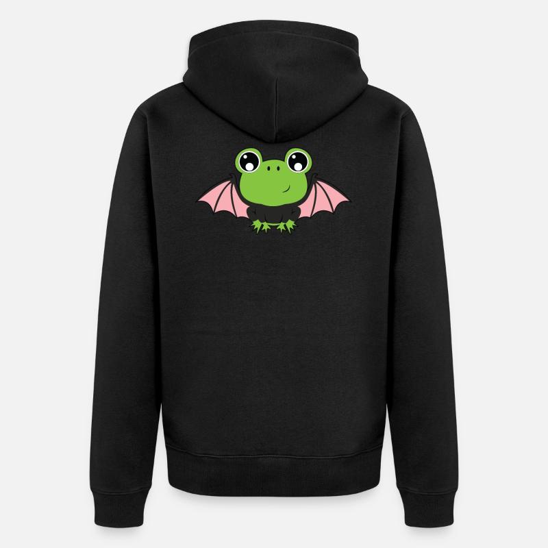 Ailes de chauve-souris grenouille animaux mignons Halloween - Veste à capuche bio Premium Unisexe - noir