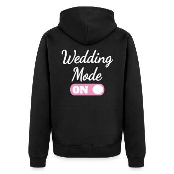 wedding Mode On - Verlobung Heirat - Unisex Premium Bio Zip Hoodie - Schwarz - Hinten - Nico (187cm)