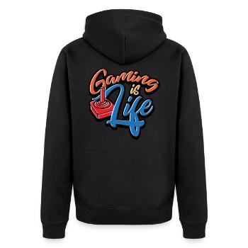 Gaming Gaming Gaming Gaming Gaming Gaming Gaming - Unisex Premium Organic Zip Hoodie - black - Back - Nico (187cm)
