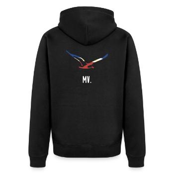 Mecklenburg-Vorpommern MV - Andenken Möwe Mcpomm - Unisex Premium Bio Zip Hoodie - Schwarz - Hinten - Nico (187cm)