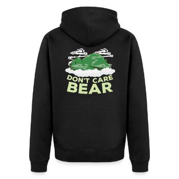 Bär Kiffen Relax Dont Care Bear - Unisex Premium Bio Zip Hoodie - Schwarz - Hinten - Nico (187cm)