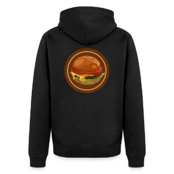 Burger - Unisex Premium Bio Zip Hoodie - Schwarz - Hinten - Nico (187cm)