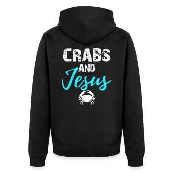 Crabs And Jesus - Chrisitan - Unisex Premium Bio Zip Hoodie - Schwarz - Hinten - Nico (187cm)