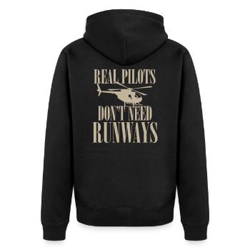 Hubschrauber Pilot brauchen keine Landebahn - Unisex Premium Bio Zip Hoodie - Schwarz - Hinten - Nico (187cm)
