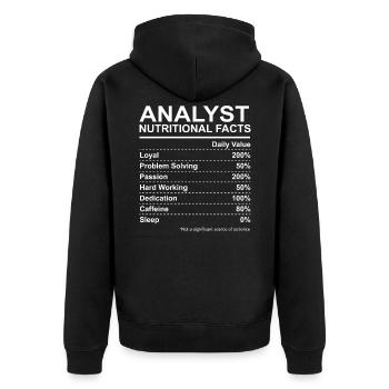 Analyst Nutritional Facts - Unisex Premium Organic Zip Hoodie - black - Back - Nico (187cm)